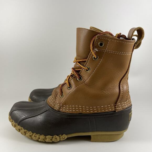 LL Bean Bean Boots 8” Duck Boots Womens Size 6 M (BM) Brown Leather Waterproof - Picture 4 of 10